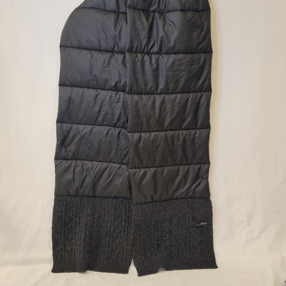 RLX Elegant Black Quilted Scarf with Knit Ends